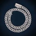 10mm Round Moissanite Cuban Link Chain Luxora in 14K White Gold Back Side
