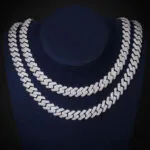 10mm Round Moissanite Cuban Link Chain Luxora in 14K White Gold Model