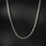 10mm Round Moissanite Cuban Link Chain Regalia in 14K Yellow Gold Closeup Full Chain
