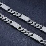 12mm Round Moissanite Cuban Link Chain Frozelle in 14K White Gold Closeup Middle View
