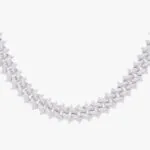 Moissanite Cuban Link Chain Pure Weave in 14K White Gold showcasing brilliant round-cut stones