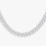 12mm Round Moissanite Cuban Link Chain Strandflare in 14K White Gold Closeup Front