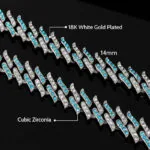 14mm Round Moissanite Cuban Link Chain Tempest in 14K White Gold Close-up Middle View
