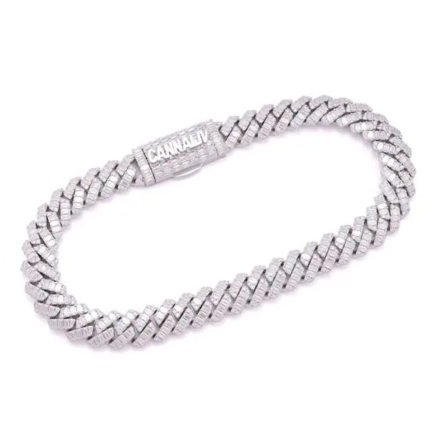 15mm Round Moissanite Cuban Link Chain RadiantWeave in 14K White Gold Closeup Full Chain