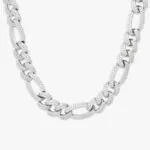 16mm Round Moissanite Cuban Link Chain OpulentMesh in 14K White Gold Closeup Front