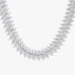 18mm Round Moissanite Cuban Link Chain Sharp Flow in 14K White Gold