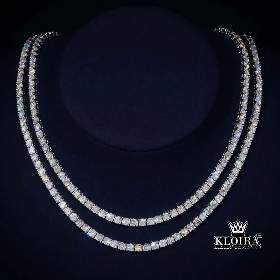 Tennis Chain Moissanite Diamond Silver VVS 12 Carat 3mm Men - Ea Ac C Af A D Ce D C