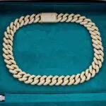 20mm Round Moissanite Cuban Link Chain Bold Weave in 14K Yellow Gold