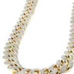 20mm Round Moissanite Cuban Link Chain Gildane in 14K Yellow Gold