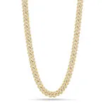 20mm Round Moissanite Cuban Link Chain Golden Twist in 14K Yellow Gold