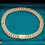 20mm Round Moissanite Cuban Link Chain Lux Weave in 14K Yellow Gold