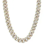 20mm Round Moissanite Cuban Link Chain OpalWeave in 14K Yellow Gold Closeup Front Look