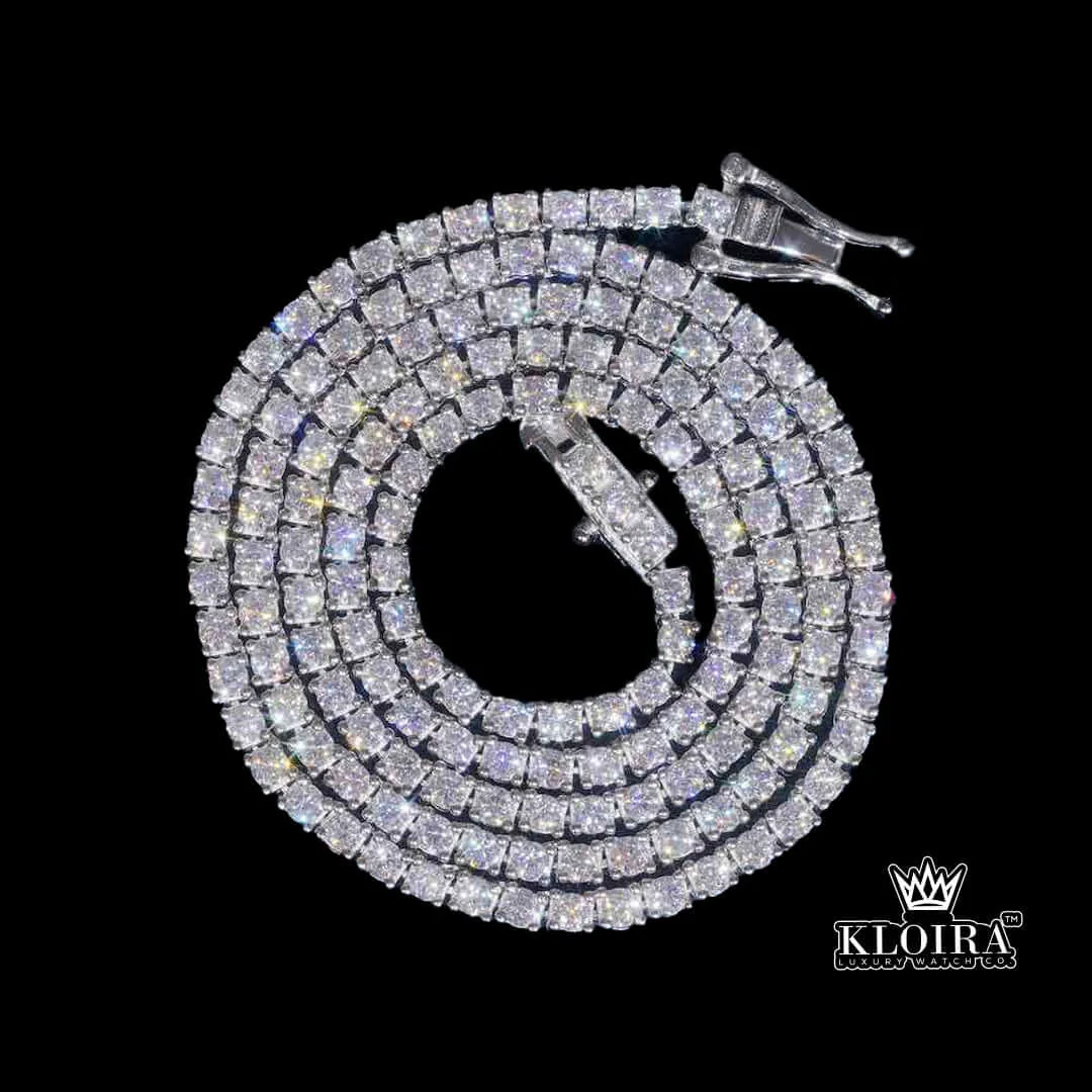 Tennis Chain Moissanite Diamond Silver VVS 12 Carat 3mm Men - Ac Bdb Eee E D Aefb E