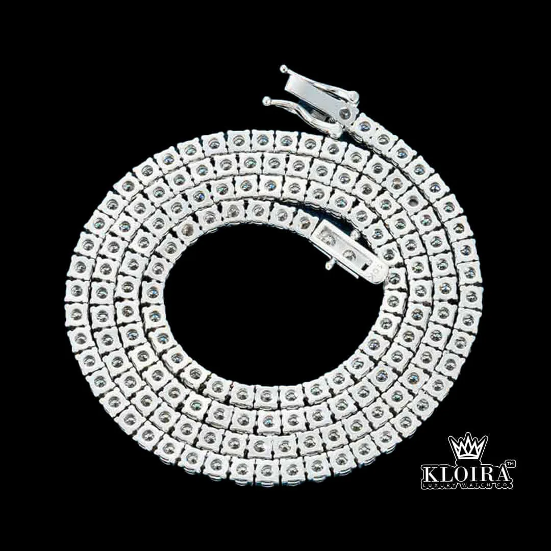 Tennis Chain Moissanite Diamond Silver VVS 12 Carat 3mm Men - B B A D D B B A C