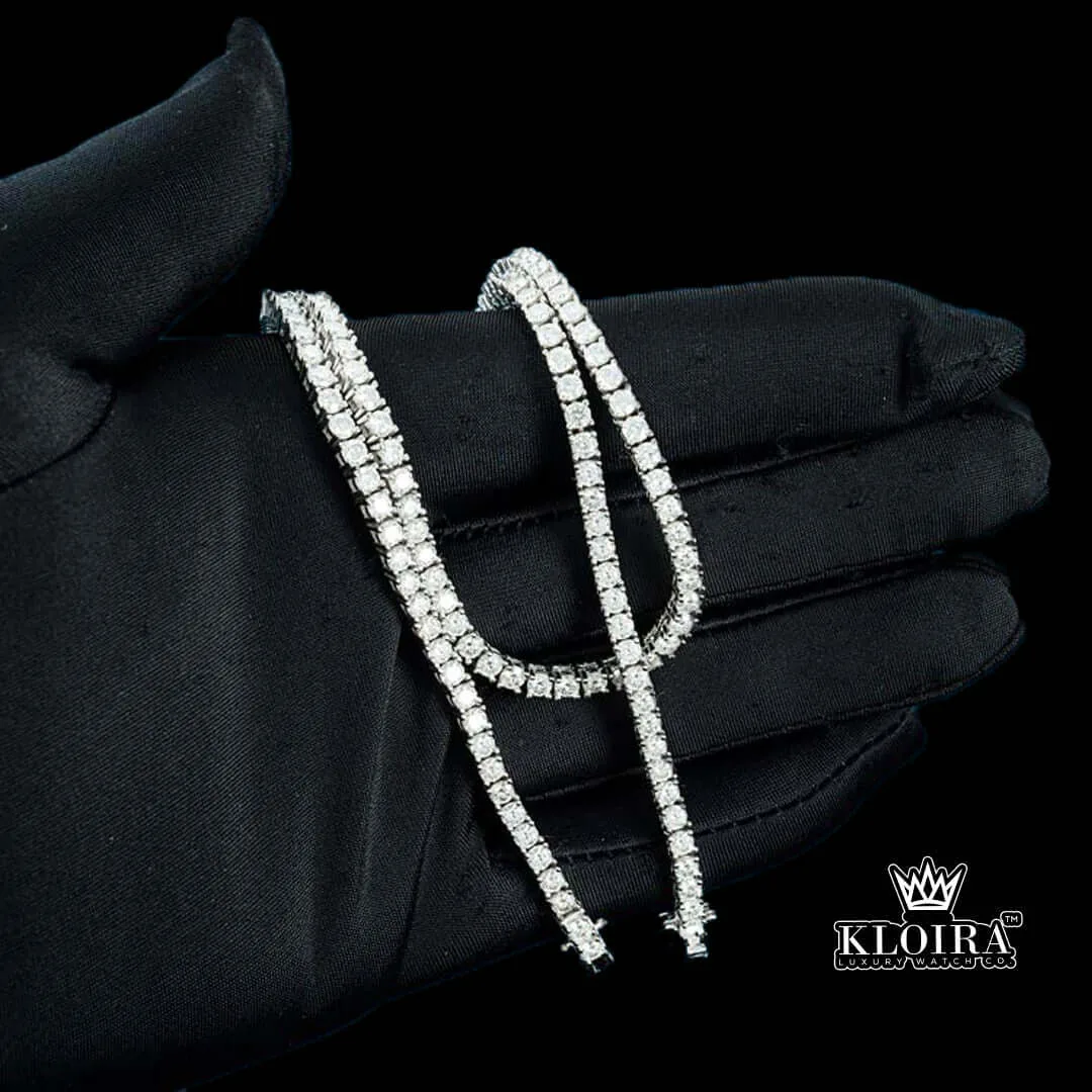 Tennis Chain Moissanite Diamond Silver VVS 12 Carat 3mm Men - E Ebe D E B Dcd