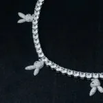 5mm Round Moissanite Tennis Chain Bunnylink in 14K White Gold Closeup Chain View