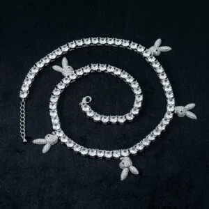 5mm Round Moissanite Tennis Chain Bunnylink in 14K White Gold