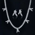 5mm Round Moissanite Tennis Chain Bunnylink in 14K White Gold Neck View