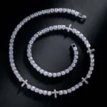 5mm Round Moissanite Tennis Chain Crosslink in 14K White Gold