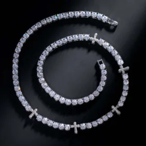 5mm Round Moissanite Tennis Chain FaithLink in 14K White Gold