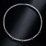 5mm Round Moissanite Tennis Chain FaithLink in 14K White Gold Full Chain View