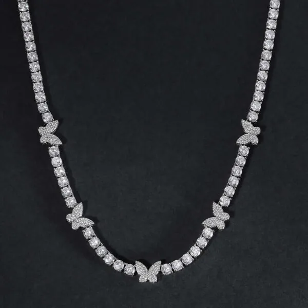 5mm Round Moissanite Tennis Chain FloraGleam in 14K White Gold Closeup Front