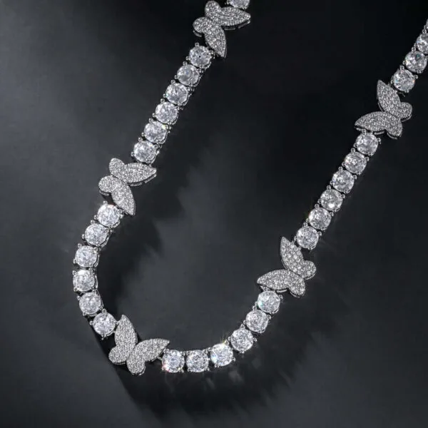 5mm Round Moissanite Tennis Chain FloraGleam in 14K White Gold Front