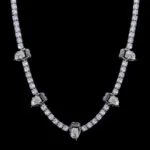 5mm Round Moissanite Tennis Chain Gripstone in 14K White Gold Neck View