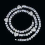 5mm Round Moissanite Tennis Chain Heartora in 14K White Gold
