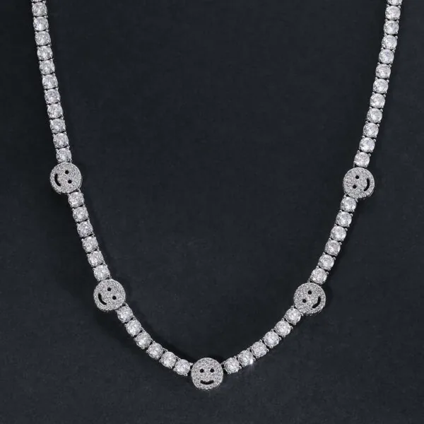 5mm Round Moissanite Tennis Chain JoyLink in 14K White Gold Closeup Full Chain View