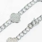 5mm Round Moissanite Tennis Chain LuxeClover in 14K White Closeup Clasp
