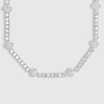 5mm Round Moissanite Tennis Chain Luxe Clover in 14K White Gold
