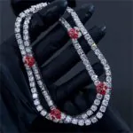 5mm Round Moissanite Tennis Chain Maskade in 14K White Gold