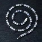 5mm Round Moissanite Tennis Chain Noir link in 14K White Gold