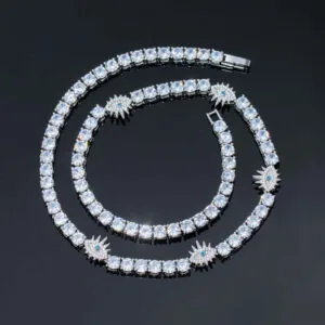 5mm Round Moissanite Tennis Chain Starlink in 14K White Gold