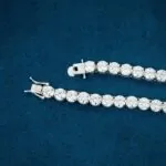 6mm Round Moissanite Tennis Chain FrostGlow in 14K White Gold Closeup Clasp