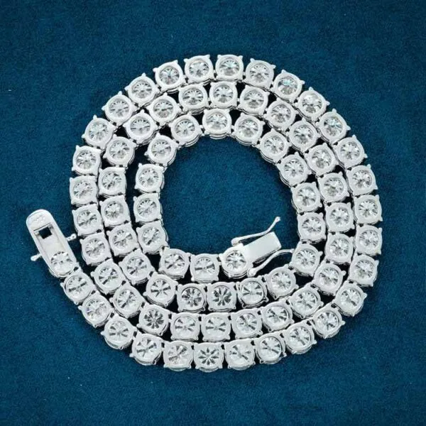 6mm Round Moissanite Tennis Chain FrostGlow in 14K White Gold Closeup Full Chain Back
