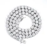 6mm Round Moissanite Tennis Chain FrostGlow in 14K White Gold Closeup Full Chain View