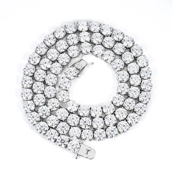 6mm Round Moissanite Tennis Chain FrostGlow in 14K White Gold Closeup Full Chain View
