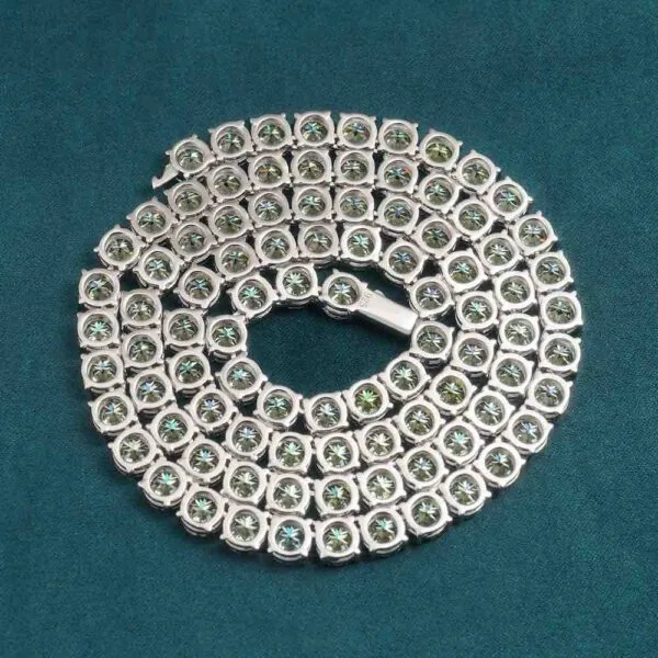 6mm Round Moissanite Tennis Chain SparkleLoop in 14K White Gold Closeup Back View