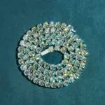 6mm Round Moissanite Tennis Chain Sparkle Loop in 14K White Gold