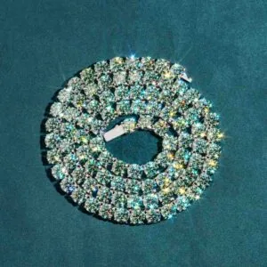 6mm Round Moissanite Tennis Chain Sparkle Loop in 14K White Gold