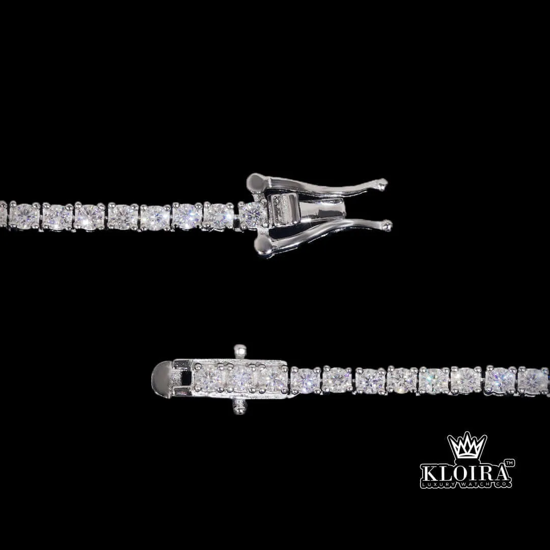 Tennis Chain Moissanite Diamond Silver VVS 12 Carat 3mm Men - Bff A F C F Df