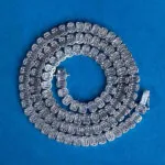 7mm Round Moissanite Tennis Chain EclatLink in 14K White Gold Closeup Back View