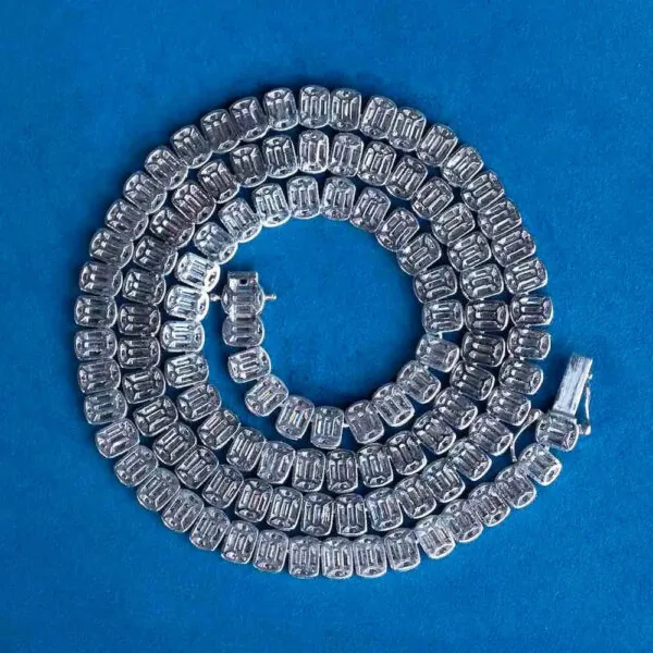 7mm Round Moissanite Tennis Chain EclatLink in 14K White Gold Closeup Back View