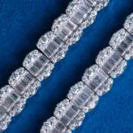 7mm Round Moissanite Tennis Chain EclatLink in 14K White Gold Closeup Side