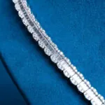 7mm Round Moissanite Tennis Chain EclatLink in 14K White Gold Closeup Side View