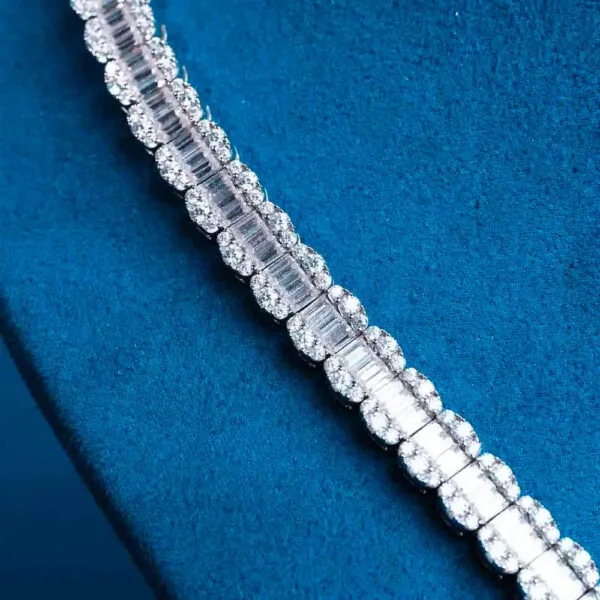7mm Round Moissanite Tennis Chain EclatLink in 14K White Gold Closeup Side View