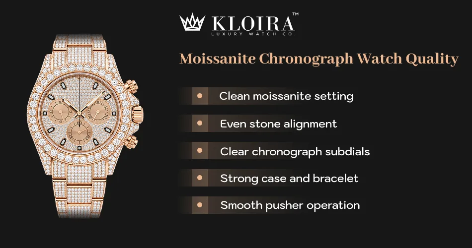 Moissanite Chronograph Watch Quality