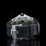 AP Black Dial Rubber Strap Semi Iced Out Natural Diamond Watch Caseback View